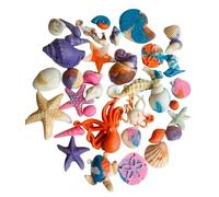 36 Exquisite Edible Sugar Fondant Assorted Sea Shells, Starfishes, Horses, Octopus; Colour Mix. Lustre Finish; Wedding, Birthday, Etc Cake/Cupcake Toppers/Decorations. 7cm to 1.3cm