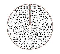 36" Faux Linen Christmas Tree Skirt,Farmhouse Holiday Tree Decor,Black White Polka Dot Print Xmas Base Cover