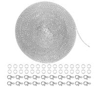 36 Feet Silver Stainless Steel Chain,No Fading Chain for Jewellery Making with 30 Pieces Open Jump Rings & 20 Pieces Lobster Clasps (2 mm)