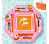 36" Foldable Floating Mahjong Table for Pool, Waterproof Floating Card & Game Table for Poker, Dominoes and Card Games, Portable Pool Party Table with Storage Bag for Family Game Nights, Orange
