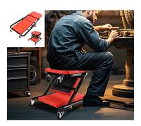 36" Foldable Z-Creeper Seat - 2-in-1 Padded Garage Stool & Under Car Crawler Board with Swivel Wheels
