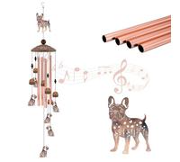 36" French Bulldog Wind Chimes for Outside - Rustic Copper Frenchie Dog Silhouette Decor with 6 Handcrafted Pendants - Sympathy Dog Memorial Windchime - Unique Gift for Frenchie Lovers & Pet Owners