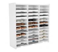 36 Grid Ink Pad Storage Organizer Multi Tier Wooden Stamp Holder for Craft Room Scrapbooking Card Making Supplies Desktop Rack for Distress Inks Pads White