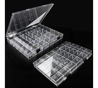 36 Grids Clear Plastic Organizer Box, Craft Storage Container for Beads Organizer, Art DIY, Crafts Jewelry Storage, Fishing Tackles, Rock Collection, 2 Pack