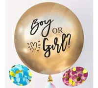 36 In Gender Reveal Party Balloon with Confetti, Golden Large Latex Boy or Girl Balloon for Baby Shower Gender Reveal Party Decoration