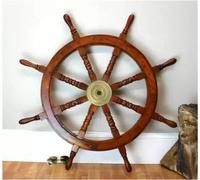 36 Inch Big Ship Steering Wheel Wooden Antique Teak Brass Nautical Pirate Ship's