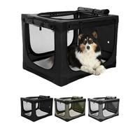 36 Inch Collapsible Travel Dog Crate for Medium Large Dogs, Portable Dog Crate 4-Door Foldable Soft Kennel with Chew-Proof Mesh Windows for Indoor & Outdoor Travel,with Storage Bag,Black