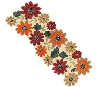 36 Inch Floral Sunflower Handmade Beaded Table Runner - Fall Table Decor for Dining, Coffee, Wedding, Holiday - Autumn Harvest Colors, Cotton Backing, Decorative Centerpiece Mat (Multi) - CLEENTABLE