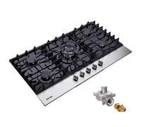36 Inch Gas Cooktop, Built-in Tempered Glass Gas Stove, 5 Burners, LPG/NG Gas Stove, Convertible Gas Stove, Dual Fuel, DM5189-01