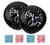 36 Inch Gender Reveal Balloons Decorations for Baby,2Pcs Large Latex Party Black Balloons,with Blue Pink Confetti for Boy Or Girl Ideas Party Decoration