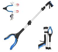 36 Inch Litter Pickers Grabber Stick for Elderly and Disabled, Foldable Reacher Tool Grabbers for Disabled with Rotating Head and Magnet, Heavy Duty Pick Up Stick for Garden and Home Use (91cm, Blue)