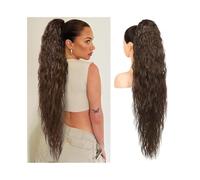 36 Inch Long Drawstring Ponytail Extension Synthetic Lightweight Natural Wavy Fake Pony Tails Multi Layered Hairpiece(6K)