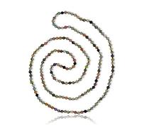 36-inch Opera Length 3.5-5MM Micro-cut Petite Size Semi-precious Stone Dainty Light Weight Mala Chakra Infinity Slip-on Style Beaded Necklace or Wrap Bracelet for Women., 36", Gemstone, green-garnet