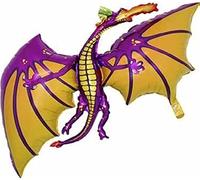 36 Inch Purple Dragon Shaped Foil Balloon - Air or Helium