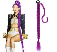 36 Inch Purple Hair Extensions, Pre-Braids purple Braiding Hair for Cosplay Halloween Stage Performances Ponytail Extension with Elastic Tie (36 Inch (Pre-Braids))