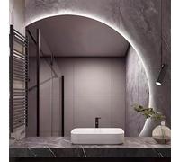 36 Inch Smart LED Bathroom Mirror with Backlit 3 Color Dimmable AntiFog WallMounted Half Round DesignModern ty Lighting for Home Decor