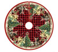 36 Inch Snowman Christmas Tree Skirt, Short Plush Double Layer Round Mat Fits 4.5 To 6 Ft Holiday Trees For Indoor Outdoor Decoration (C)