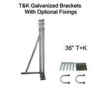 (36'' inch T&K, 1.75'' U Bolts with 50mm Bolts and Rawlplugs) T&K Wall Mount Galvanised Bracket Satellite TV Aerial FM DAB 12 18 24 36 inch