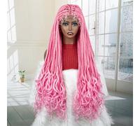 36 Inches Synthetic 9X6 Lace Front Braided Wigs Colorful Knotless Box Braiding Wig For Women Water Wave Hair Wig With Baby Hair