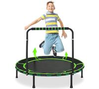 36'' Kids Trampoline Foldable Mini Rebounder with Adjustable Handle, Indoor & Outdoor Silent Toddler Trampoline with Safety Padded Cover, Portable Children’s Jumper for Play & Exercise
