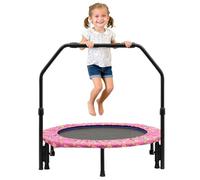 36'' Kids Trampoline Mini Foldable Noise-Free Trampoline with Adjustable Foam Handrail & Safety Padded Protective Cover Fitness Exercise Bungee Rebounder Jumper Indoor Outdoor Use for Boys Girls
