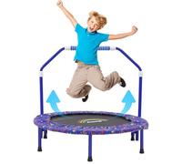 36'' Kids Trampoline Mini Noise-Free Trampoline Foldable Bungee Rebounder with Adjustable Foam Handrails and Safety Padded Protective Cover Practice Jumping Indoor,Outdoor,Garden for Boys Girls