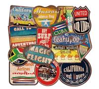 36 Large Retro Travel Stickers, Vinyl Vintage Suitcase Patches Luggage Stickerbomb, Decals for Skateboard Laptop Motorbikes