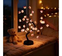 36 LED Cherry Blossom Sparkly Fairy Spirit Tree Lights DIY Simulated Tree Battery Powered or USB Interface Cherry Lamp Tabletop Night Lamp Suitable for Home Decorations Weddings Christmas and More