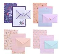 36 Letter Writing Set, 24 Letter Papers and 12 Gift Envelopes, Animal Flower Themed Letters Lined Letter Writing Design for Wedding Invitation, Gifts, Greeting Cards, Love Letters, Birthdays