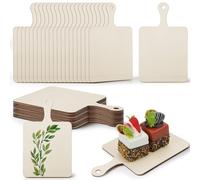 36 Mini Wooden Cutting Boards for Crafts Small Charcuterie Boards with Handles Unfinished Wooden Paddle Blank Cutting Boards for DIY Kitchen Holiday Cooking Decorations 9.4" X 5.1"