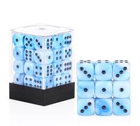 36 of Pack 12MM 6 Sided MINI Dice Set,Mixed Colours Swirls D6 Game Dice Set, 6 Sided Standard Dices for Yahtzee, Bunco or Teaching Math,with Portable Plastic Box(Blue White)