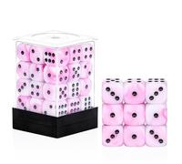 36 of Pack 12MM 6 Sided MINI Dice Set,Mixed Colours Swirls D6 Game Dice Set, 6 Sided Standard Dices for Yahtzee, Bunco or Teaching Math,with Portable Plastic Box(Pink White)