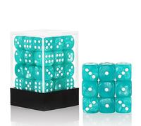 36 of Pack 12MM 6 Sided MINI Dice Set,Pearl Pattern Game Dice Set, 6 Sided Standard Dices for Yahtzee, Bunco or Teaching Math,with Portable Plastic Box(Cyan Pearl)
