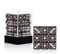 36 of Pack 12MM 6 Sided MINI Dice Set,Translucent Colors Game Dice Set, 6 Sided Standard Colored Dices for Tenzi, Farkle, Yahtzee, Bunco or Teaching Math, with Portable Plastic Box(Gray)