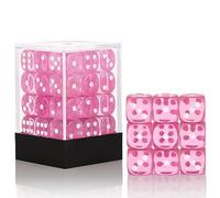 36 of Pack 12MM 6 Sided MINI Dice Set,Translucent Colors Game Dice Set, 6 Sided Standard Colored Dices for Tenzi, Farkle, Yahtzee, Bunco or Teaching Math, with Portable Plastic Box(Pink)