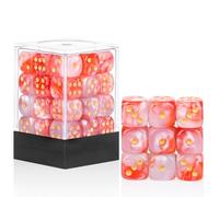 36 of Pack 12MM 6 Sided MINI Dice Set,Two Colours D6 Game Dice Set, 6 Sided Standard Dices for Yahtzee, Bunco or Teaching Math,with Portable Plastic Box(Red White)
