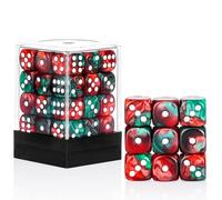 36 of Pack 12MM 6 Sided MINI Dice Set,Two Colours D6 Game Dice Set, 6 Sided Standard Dices for Yahtzee, Bunco or Teaching Math,with Portable Plastic Box(Red Green)