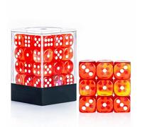 36 of Pack 12MM 6 Sided MINI Dice Set,Two Colours Glitter D6 Game Dice Set, 6 Sided Standard Dices for Yahtzee, Bunco or Teaching Math,with Portable Plastic Box(Orange Red)