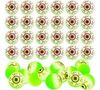 36 Pack 1.2 Inch Glow in The Dark Eyeball Halloween Green Spooky Bouncing Eyeballs Eyeball Balls Bulk for Halloween Trick or Treating Favors Glowing Party