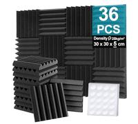36 Pack Acoustic Foam Panels, 2" x 12" x 12" (5 x 30 x 30 cm) Sound Proofing Panel, Foneso Acoustic Wall Panels, Sound Absorbing Panel for Studio/Podcast Recording/Playrooms/Offices (Wedge Tiles)