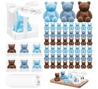 36 Pack Baby Shower Soap Favors, Scented Bear Soaps Bulk, Handmade Mini Cute Bath Soap with Thank You Card Gift Box for Boys Kids Decoration Guest Gift Supplies, Blue & Brown