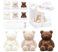 36 Pack Bear Soap Favors for Baby Shower, Mini Cute Bear Soap Gift with Thank You Cards and Boxes, Scented Soaps Bulk for Decoration Guest Gift Wedding Supplies Gender Reveal Party, White & Brown