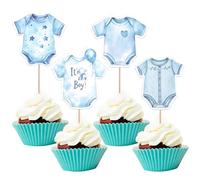 36 Pack Blue Bodysuit Cupcake Toppers Double Sided Jumsuits Cupcake Picks It's a Boy Baby Shower Decorations for Boys Kids Birthday Baby Shower Theme Gender Reveal Party Cake Decorations Supplies