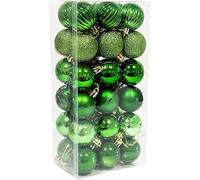 36-Pack Christmas Ball Ornaments with Strings, 30mm/1.18" Mini Size Baubles, Shatterproof Plastic Christmas Bulbs, Hanging Decorations for Xmas Tree, Holiday, Wedding, Party Green