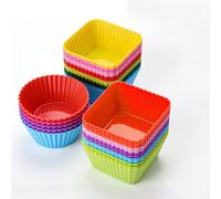 36 Pack Food Grade Silicone Baking Cups,3 Shapes Reusable Non-Stick Muffin Cases,Heatproof Cupcake Molds, Versatile Bento Box Divider Accessories for Home Bakery Daily Meal