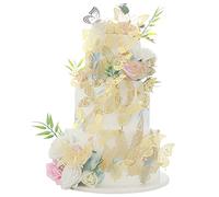 36 Pack Gold Glitter 3D Butterfly Cupcake Toppers Hollow Butterfly Cake Decorations for Birthday Wedding Fairy Party Butterfly Wall Sticker Decal for Background Wall Decoration