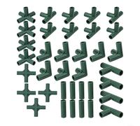 36-Pack Greenhouse Frame Connectors for 16mm Tubes, 6-Way Garden Structure Fittings with 3/4/5-Way Joints for Cold Frames and Plant Sheds, Green
