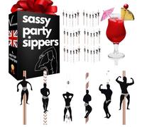 36 Pack Hen Party Naughty Paper Straws - Hen Do/Bachelorette Party Decorations with 6 Fun Dancer Poses, 20cm Rose Gold Straws for Bridal Shower, Girls Night Out, Safe Biodegradable Drink Accessories