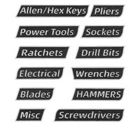 36 Pack Magnetic Toolbox Labels Reusable Tool Organiser Box Magnet Tag Efficient Toolbox Drawer Tag for Steel Toolboxes Carts Drawers and Cabinets for Organization(Black)