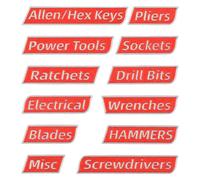 36 Pack Magnetic Toolbox Labels Reusable Tool Organiser Box Magnet Tag Efficient Toolbox Drawer Tag for Steel Toolboxes Carts Drawers and Cabinets for Organization(Red)